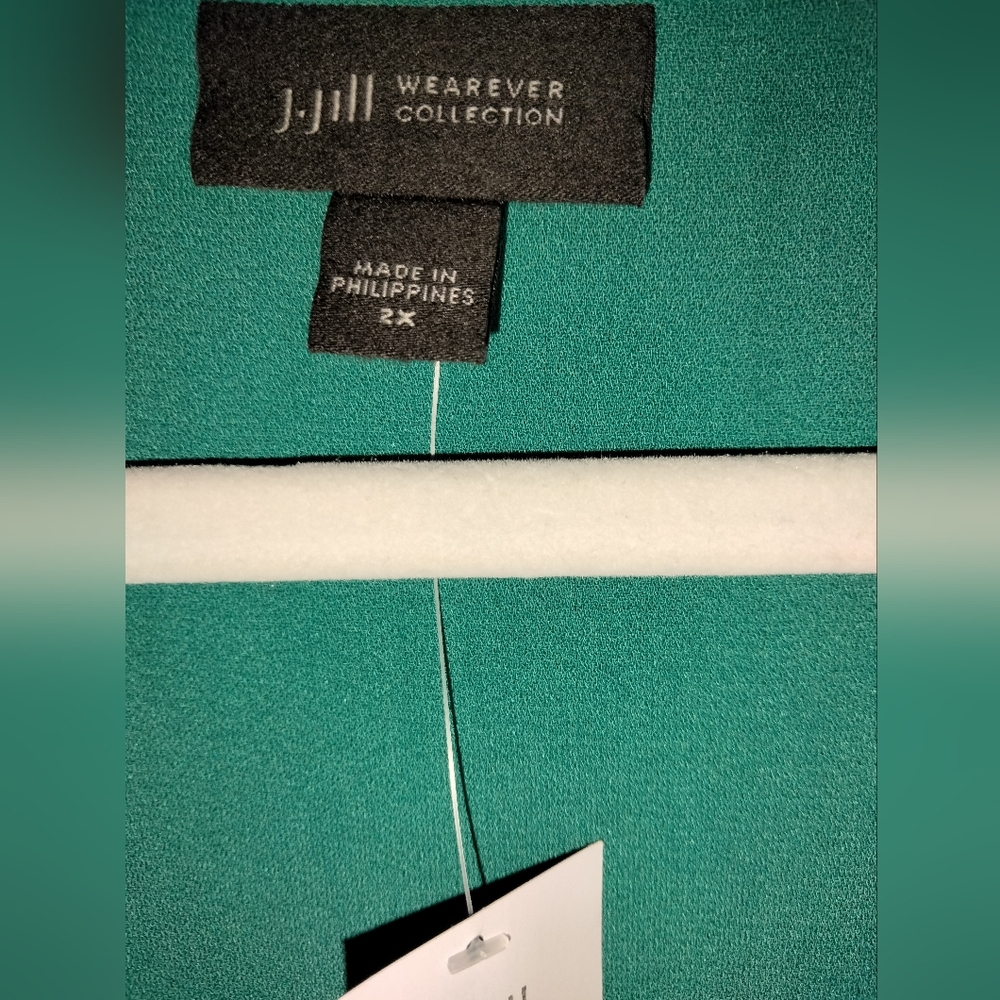 J. Jill (Size 2X) Green Stretch V-Neck Surplice Sleeveless Midi Dress (NEW-NWT) - Picture 2 of 16